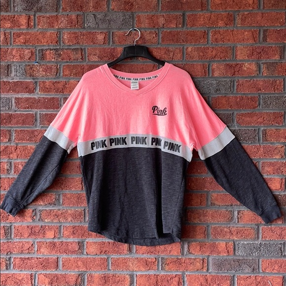 VS PINK V-NECK VARSITY CREW SWEATSHIRT - Picture 3 of 8